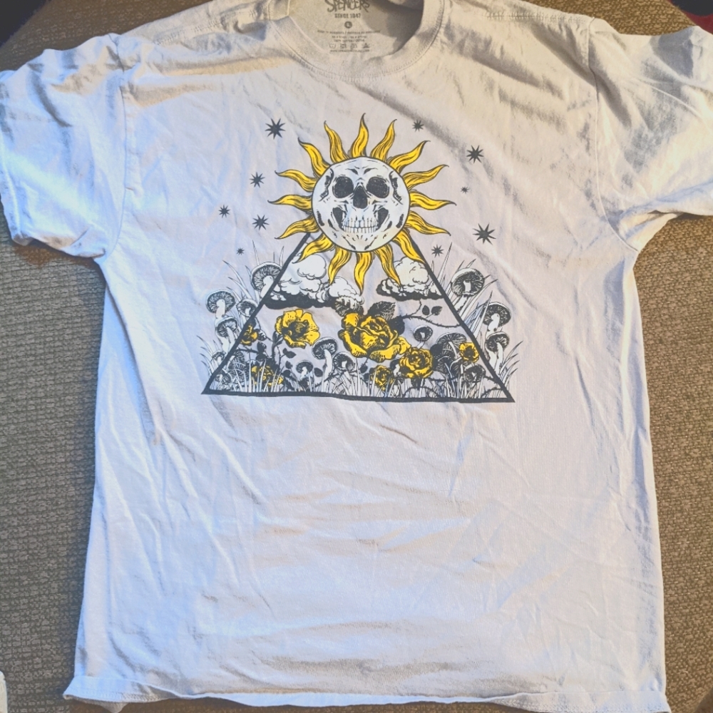 Trippy Skull Sun & Mushrooms Graphic Tee